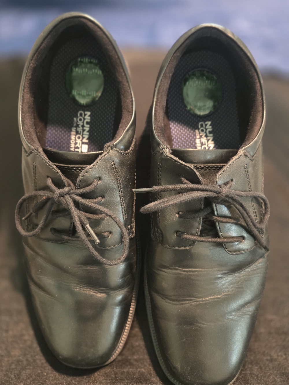 Nunn Bush Men’s Black Leather Lace-Up Comfort Oxfords Size 12M